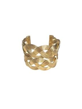 Vintage Gold Plated Brass? Braided Woven Cuff Bracelet Heavy